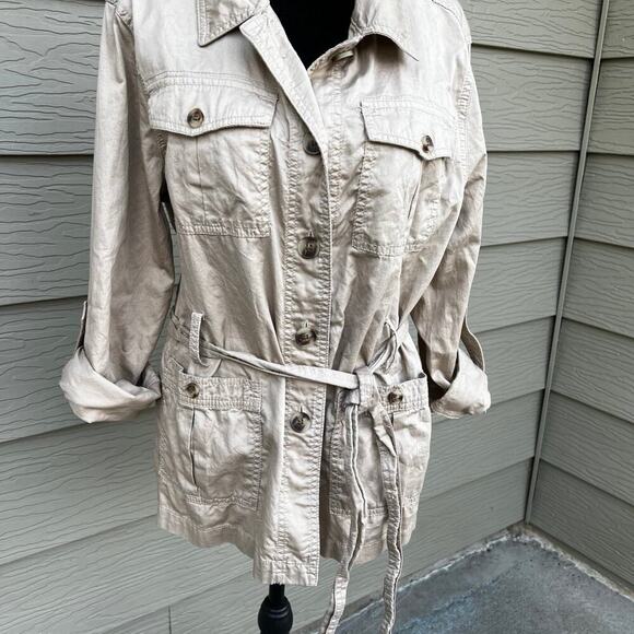 Liz Claiborne belted, button-down, jacket, women's size L - Picture 3 of 6